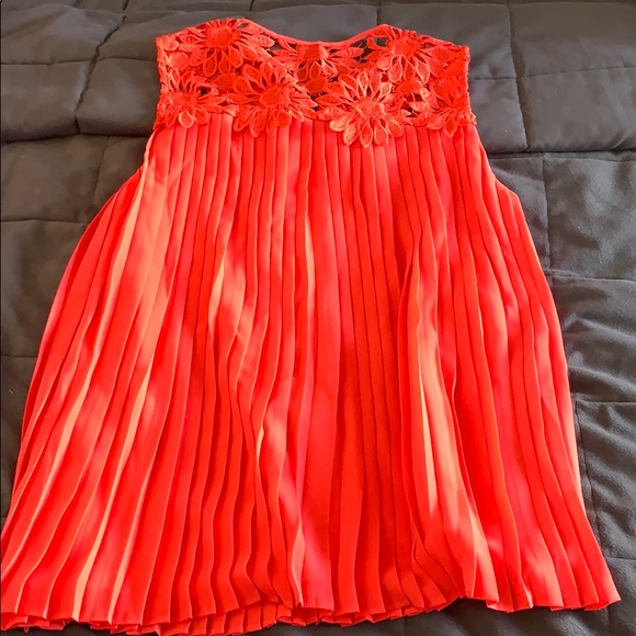 Ted Baker coral red pleated lace blouse size 2 - Picture 4 of 7